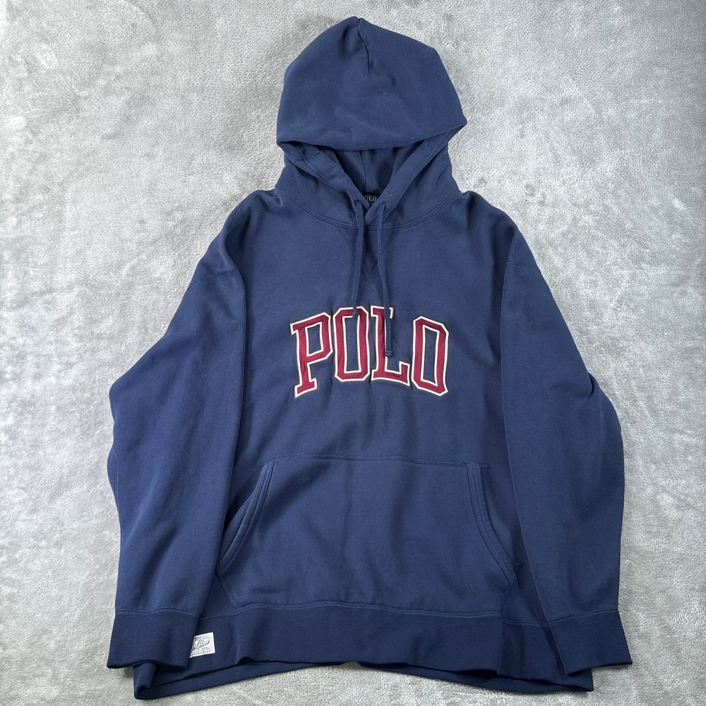 Polo Ralph Lauren Hoodie Mens 3XB Navy Blue Spellout Logo Pullover Sweatshirt